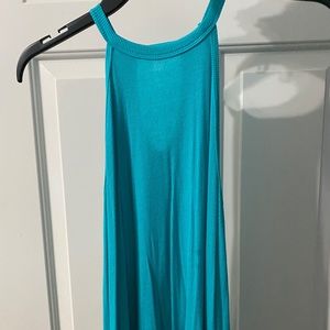 Turquoise high neck flowy shirt